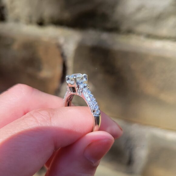 1.69 TCW Diamond Halo Engagement Ring in White Gold - Picture 4 of 5